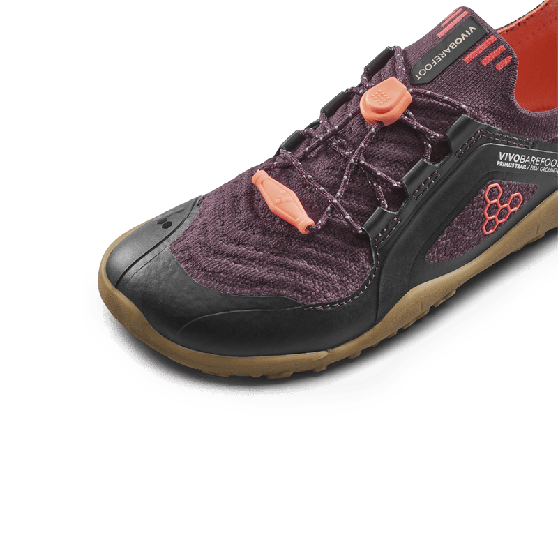 Load image into Gallery viewer, Vivobarefoot Primus Trail Knit FG Kids Huckleberry/ Molten Lava
