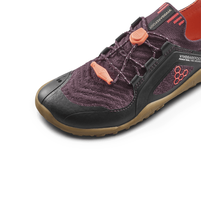 Load image into Gallery viewer, Vivobarefoot Primus Trail Knit FG Preschool Huckleberry/ Molten Lava
