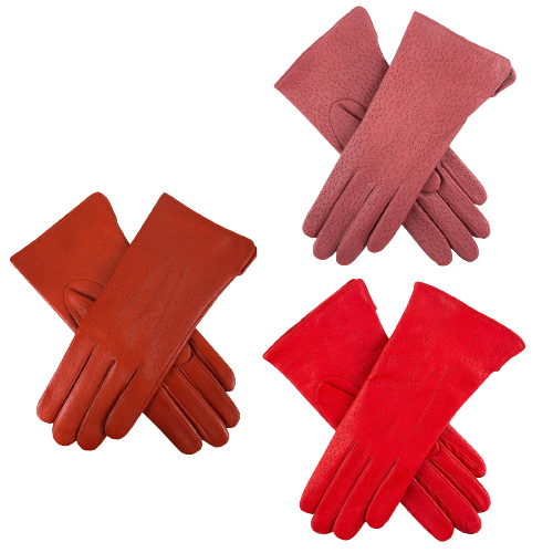 Load image into Gallery viewer, Dents Women's Three-Point Lined Imitation Peccary Leather Gloves in Claret Red-3
