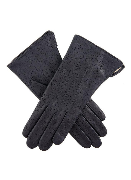 Dents Womens Imipec Leather Gloves Warm Winter Elegant - Navy-1
