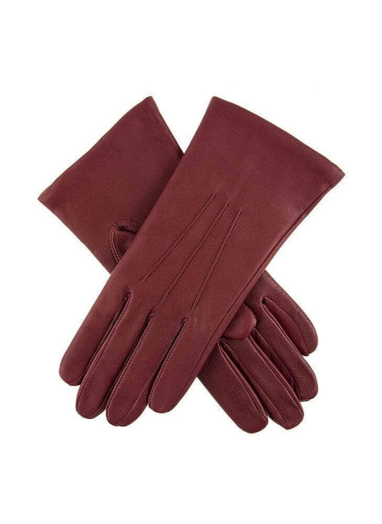 Dents Womens Three-Point Leather Gloves - Clared Red-0