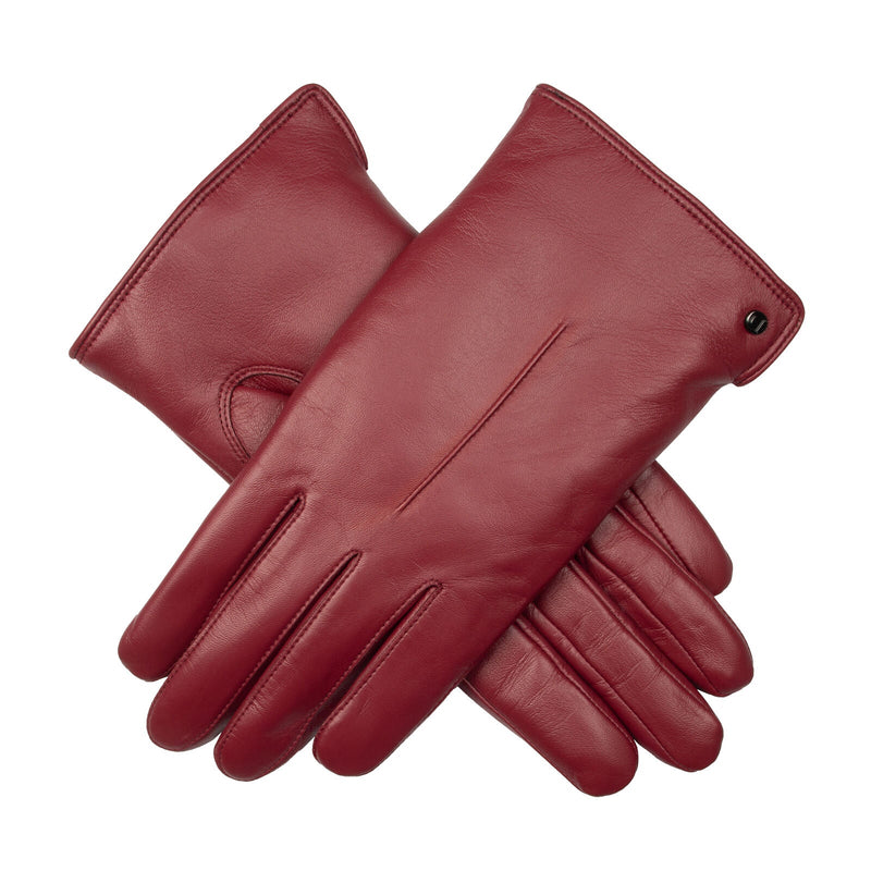 Load image into Gallery viewer, Dents Womens Touchscreen Single-Point Faux Fur-Lined Leather Gloves in Claret-7
