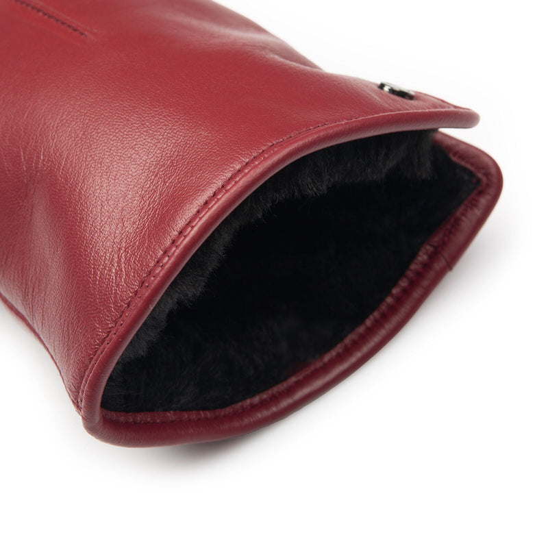 Load image into Gallery viewer, Dents Womens Touchscreen Single-Point Faux Fur-Lined Leather Gloves in Claret-3
