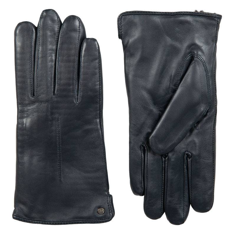Load image into Gallery viewer, Dents Womens Touchscreen Single-Point Faux Fur-Lined Leather Gloves in Navy-4
