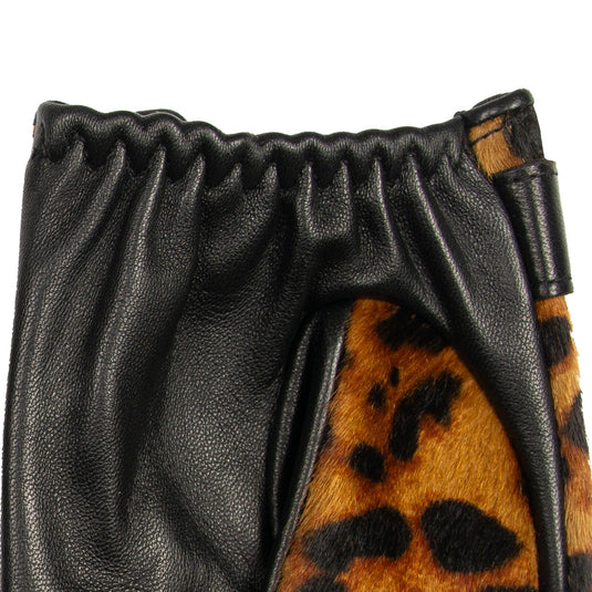 Dents Womens Fingerless Leather Driving Gloves in Ponyskin Leopard Print Design-4