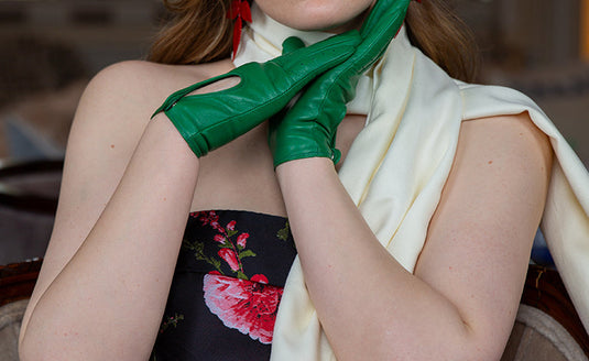 Dents Womens Leather Driving Gloves in Emerald-2