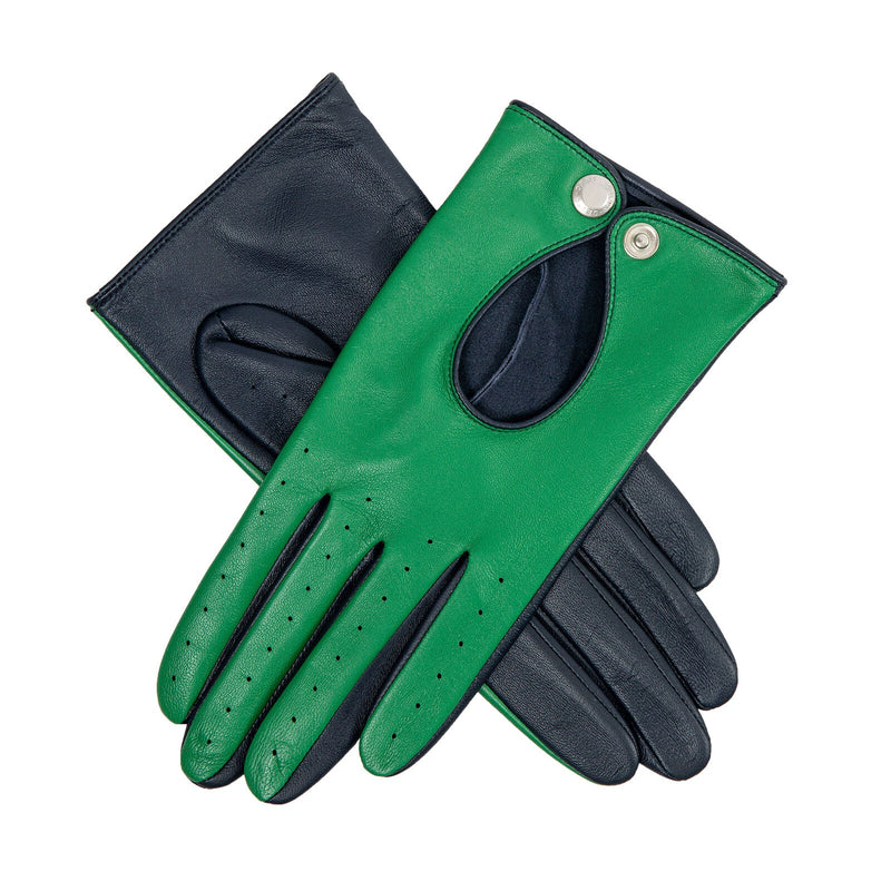 Load image into Gallery viewer, Dents Women’s Touchscreen Leather Driving Gloves in Emerald/Navy-1
