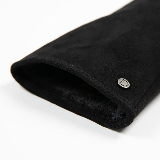 Dents Eva Women's Fingerless Suede Mittens with Faux Fur – Black
