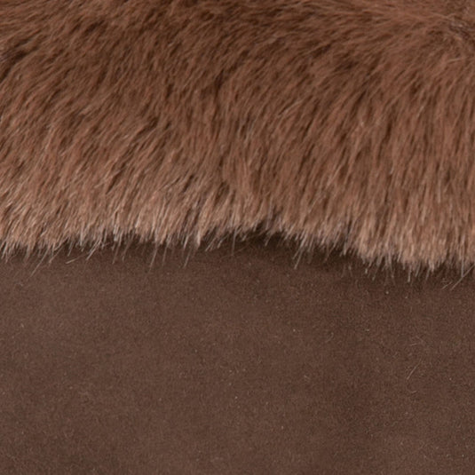 Dents Eva Women's Fingerless Suede Mittens with Faux Fur – Mocca