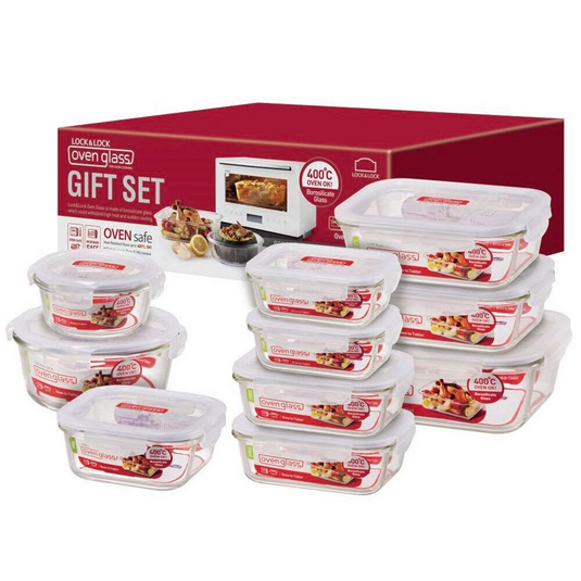 Lock & Lock 10-Piece Borosilicate Glass Complete Storage Container Gift Set w/ Lids-1