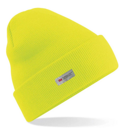 Dents 3M THINSULATE Pull On Beanie Hat Thermal Work Workwear Hi Vis - Yellow-1