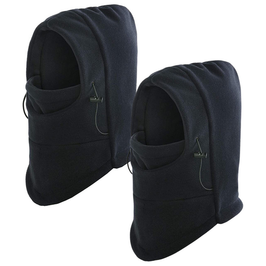2x Windproof Thermal Fleece Balaclava Beanie Hat Full Face Mask Ski - Black-0