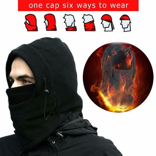3x Windproof Thermal Fleece Balaclava Beanie Hat Full Face Mask Ski - Black-3