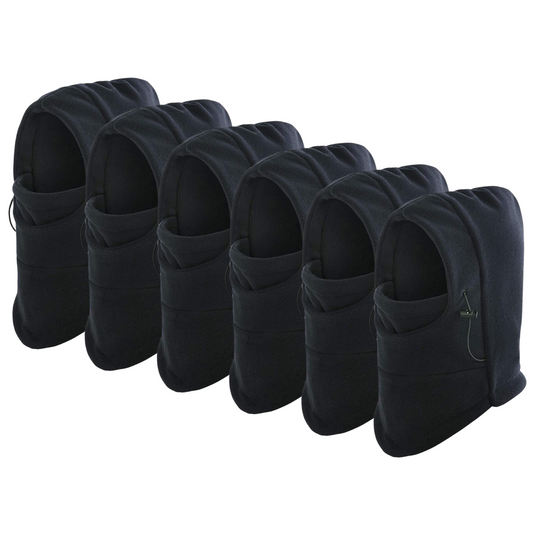 6x Windproof Thermal Fleece Balaclava Beanie Hat Full Face Mask Ski - Black-0