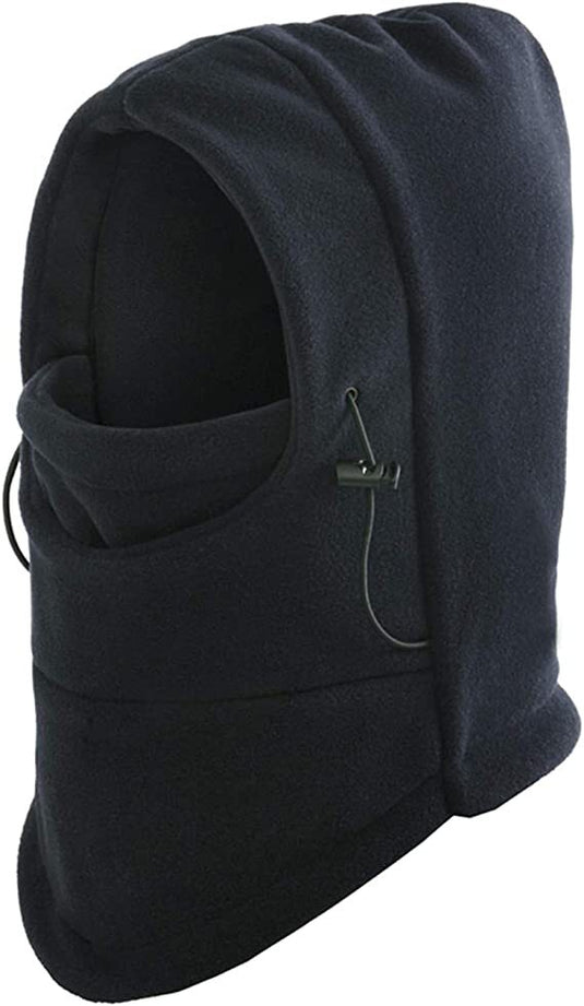 Windproof Thermal Fleece Balaclava Beanie Hat Full Face Mask Ski - Black-1