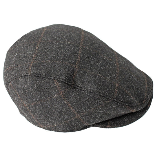 DENTS Tweed Flat Cap Wool Ivy Hat Driving Cabbie Quilted - Black-0