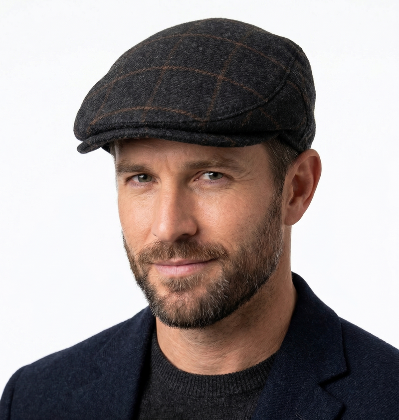 Load image into Gallery viewer, Dents Mens Quilted Woolmix Flat Ivy Cap in Black (Wool/Polyester) - Size S/M-1
