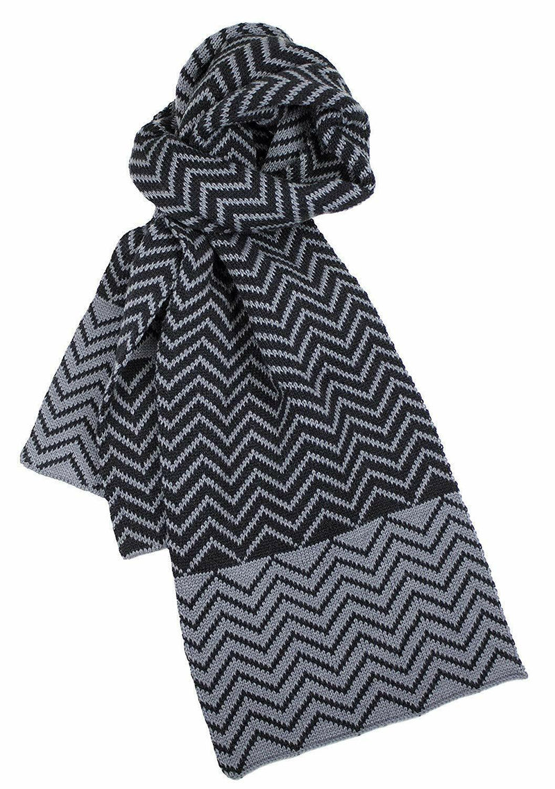 Load image into Gallery viewer, Dents Zig Zag Two-Tone Knit Scarf Warm Winter Ski - Black/Charcoal-1

