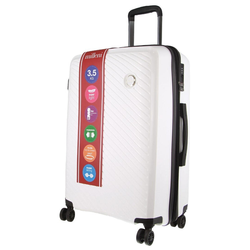 Load image into Gallery viewer, Monaco Checked Luggage Bag Travel Carry On Suitcase 65cm (82.5L) - White
