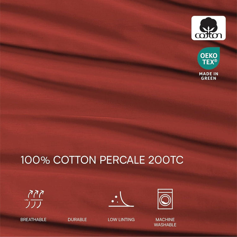 Load image into Gallery viewer, Lacoste King 100% Cotton Percale 200TC Bed Sheet Set in Chili Pepper-4
