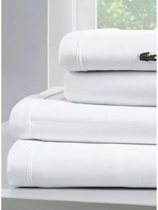 Lacoste 4-Piece California King Bed Sheet Set in White-2