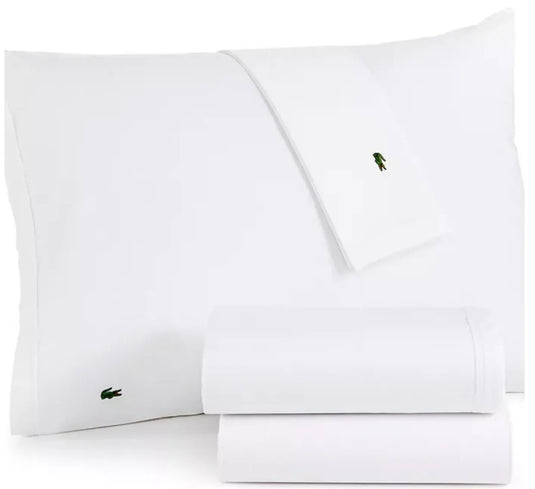 Lacoste 4-Piece California King Bed Sheet Set in White-1