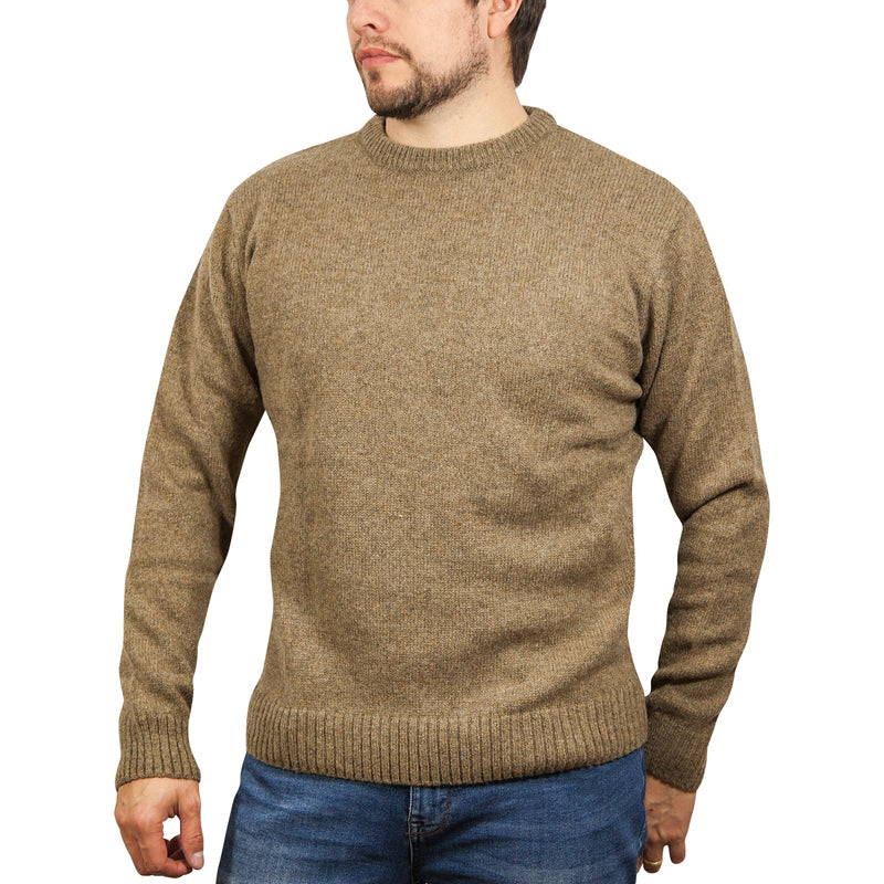 Load image into Gallery viewer, 100% SHETLAND WOOL CREW Round Neck Knit JUMPER Pullover Mens Sweater Knitted - Beige (03)
