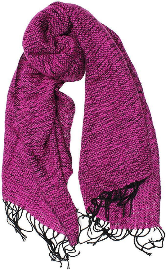 Dents Womens Soft Knit Scarf With Tassels Warm Winter Chunky - Black/Magenta-1