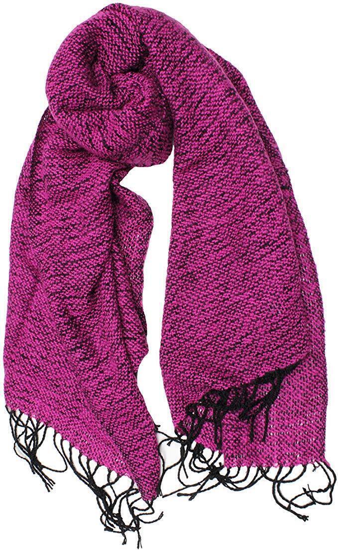 Load image into Gallery viewer, Dents Womens Soft Knit Scarf With Tassels Warm Winter Chunky - Black/Magenta-0
