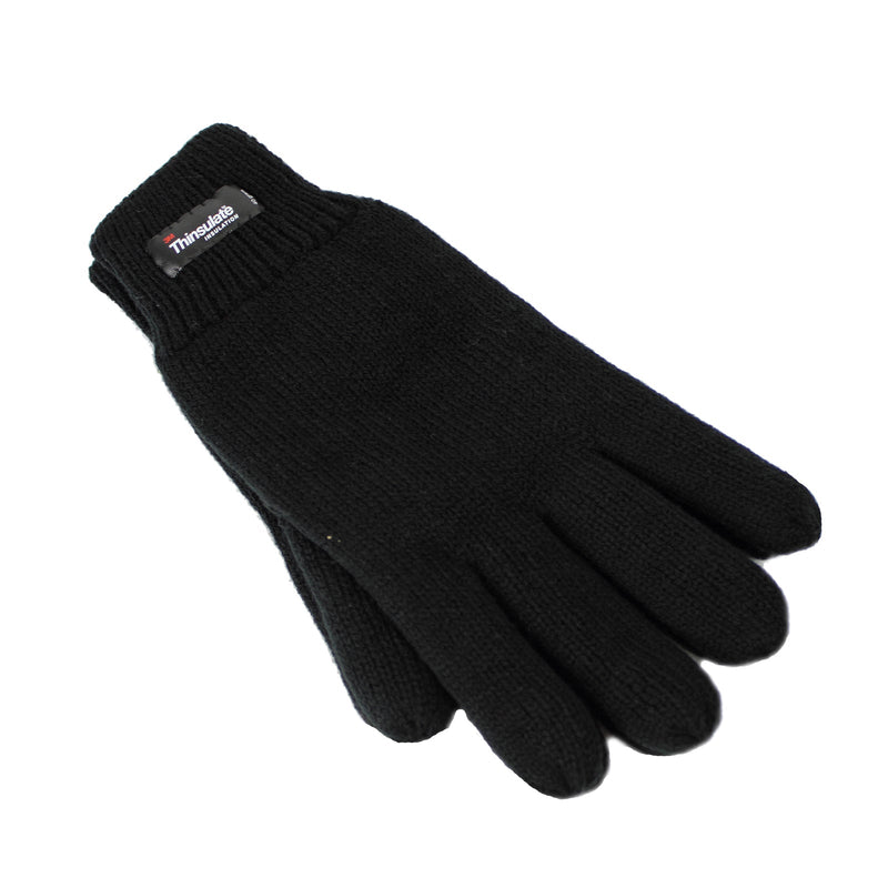 Load image into Gallery viewer, Dents 3M THINSULATE Gloves Snow Ski Knitted Polar Fleece Thermal Plain Winter - Black-0
