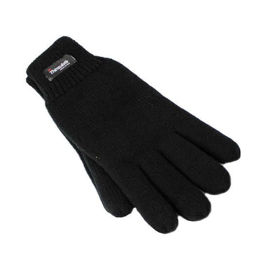 Dents 3M THINSULATE Gloves Snow Ski Knitted Polar Fleece Thermal Plain Winter - Black-0