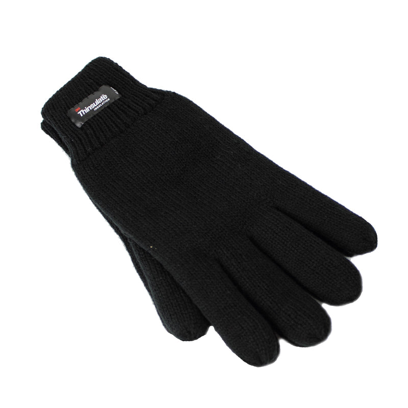 Load image into Gallery viewer, Dents 3M THINSULATE Gloves Snow Ski Knitted Polar Fleece Thermal Plain Winter - Black-1
