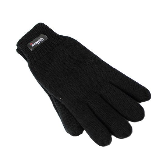 Dents 3M THINSULATE Gloves Snow Ski Knitted Polar Fleece Thermal Plain Winter - Black-1