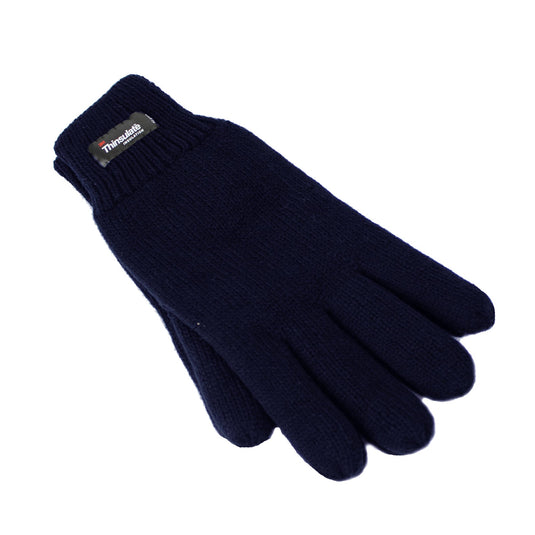 Dents 3M THINSULATE Gloves Snow Ski Knitted Polar Fleece Thermal Plain Winter - Navy-0