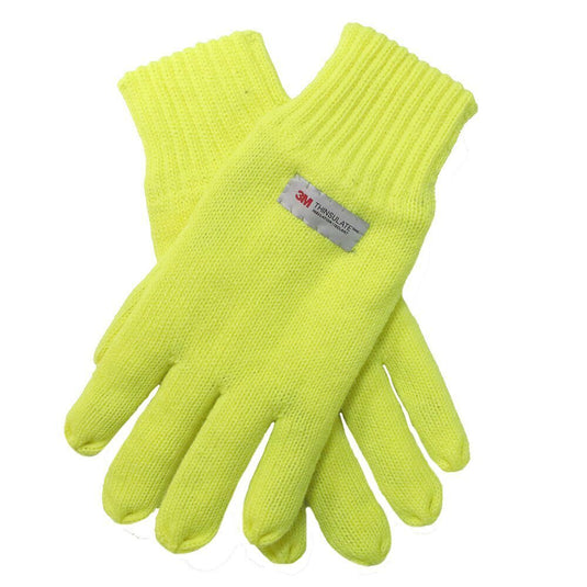 Dents 3M THINSULATE Gloves Snow Ski Knitted Hi Vis Fleece Workwear Winter - Fluro Yellow-1