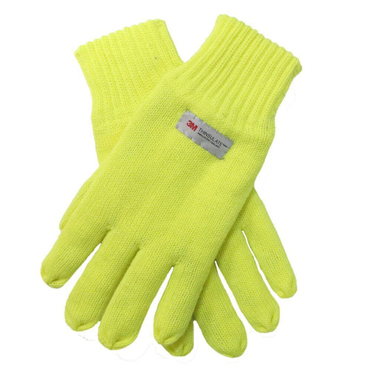 Dents 3M THINSULATE Gloves Snow Ski Knitted Hi Vis Fleece Workwear Winter - Fluro Yellow-0
