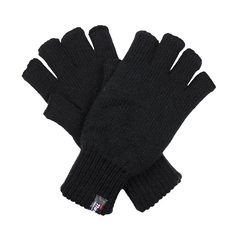 Load image into Gallery viewer, DENTS 3M THINSULATE Polar Fleece Fingerless Gloves Warm Knitted Insulation - Black-1
