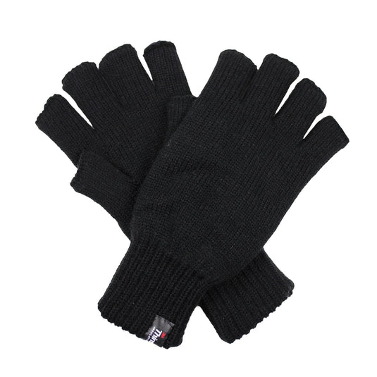 Dents 3M Thinsulate Black Fingerless Gloves - Knitted Insulation Polar Fleece-0