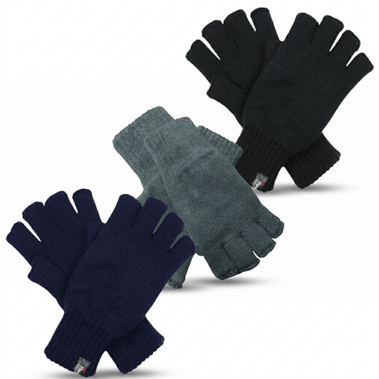3x Dents Mens Thinsulate Knitted Fingerless Gloves Warm Winter Soft Insulation 3M-0