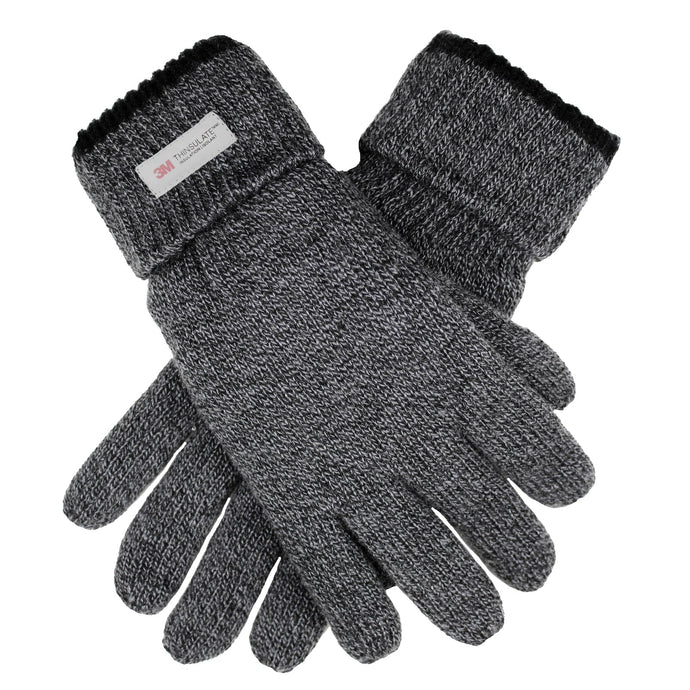 Dents Mens Thinsulate Lined Knit Gloves with Rollover Cuff-0