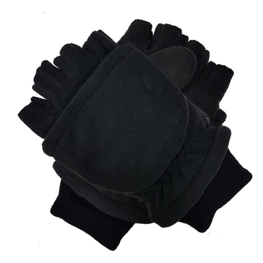 Dents Mens 3M Thinsulate Convertible Lined Half Finger Gloves/Warm Winter Mittens - Black-5