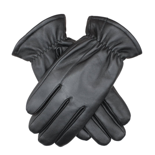 3M Thinsulate Mens Sheepskin Leather Gloves with Gathered Wrist in Black-0