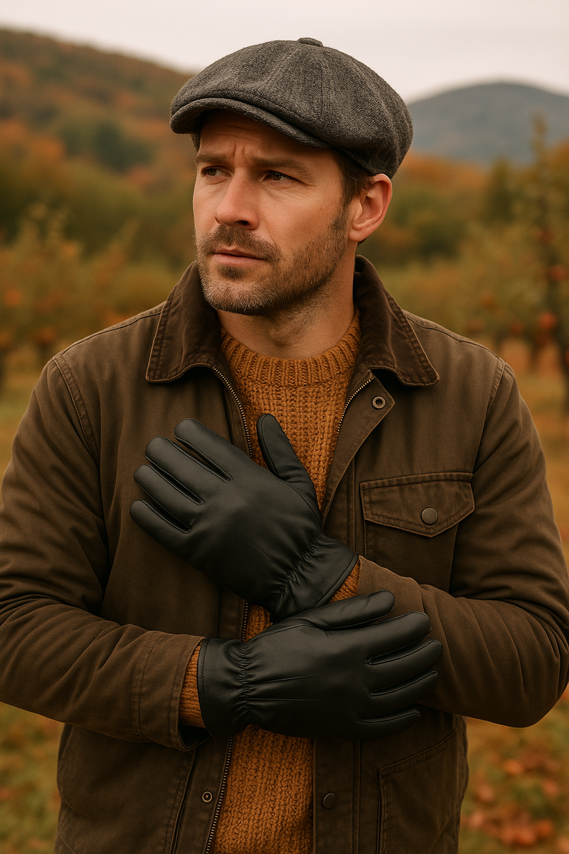 Load image into Gallery viewer, 3M Thinsulate Mens Sheepskin Leather Gloves with Gathered Wrist in Black-3
