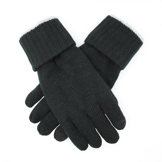 Dents 3M Thinsulate Mens Black/Grey Acrylic Knit Gloves with Cuff-0