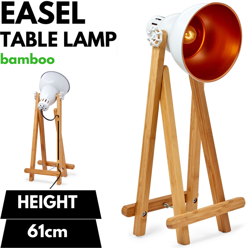 Load image into Gallery viewer, 61cm Bamboo Easel Table Lamp Modern Scandi Designer Desk Light Bedroom Office-1
