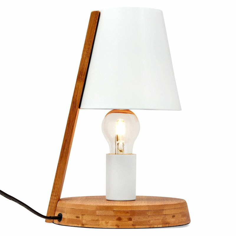 Load image into Gallery viewer, 32cm Wooden Base Modern Desk Table Lamp Light Metal Shade Designer - White-4
