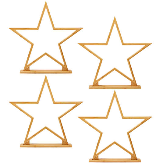 4x 52cm Large Bamboo Star LED Table Lamp Light Modern Bedside - Natural-1