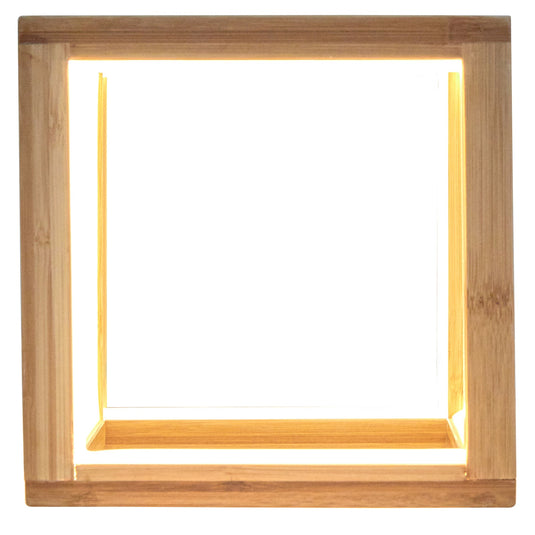 Bamboo Cube LED Lamp Modern Light Minimalistic Scandi - Natural-2