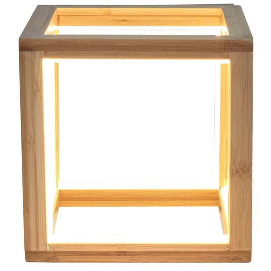 Bamboo Cube LED Lamp Modern Light Minimalistic Scandi - Natural-3