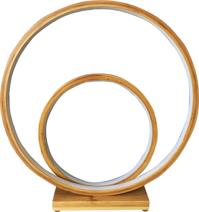 Load image into Gallery viewer, Natural Double Circle Bamboo LED Table Lamp Light Modern Scandi Minimal-2
